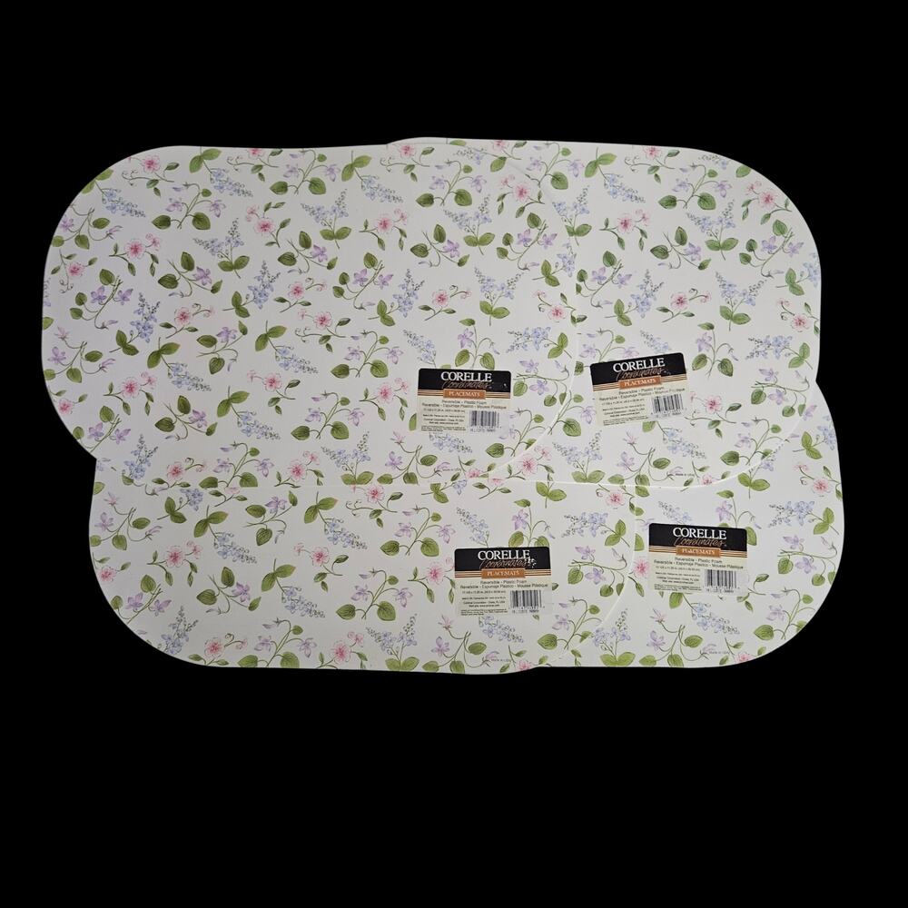 Corelle Coordinates Floral Placemats Set of 4 Reversible Vintage Pink Blue Green